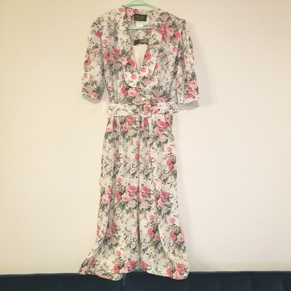 Vintage 80s Romantic Pastel Pink Roses Floral